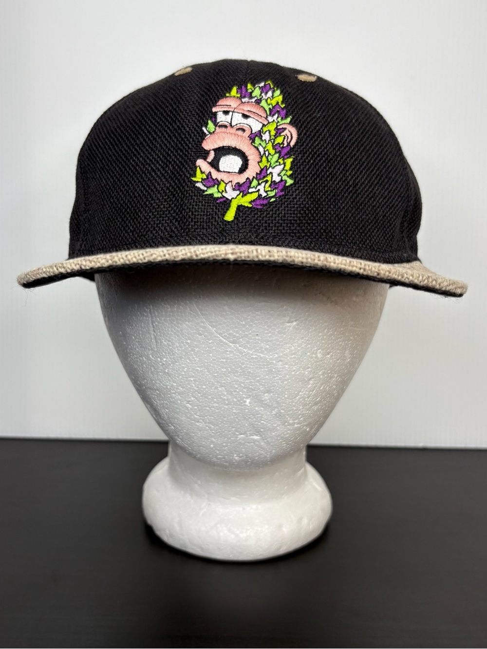 Stacking Endorphins Black Canvas SnapBack Hat Skater Indie Sleaze Casual Gorilla